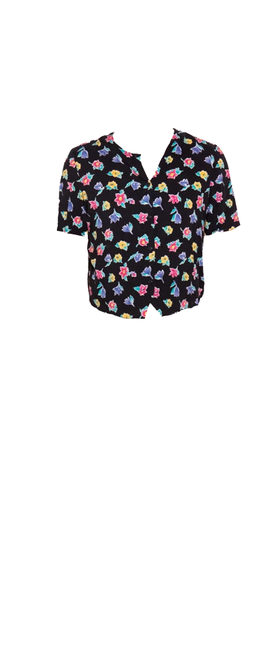 Black Blouse Flower Pattern